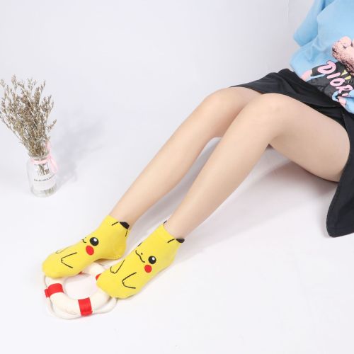 new socks cute cartoon pikachu socks women sweat-absorbent deodorant socks boat socks women factory wholesale
