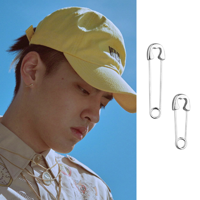 925纯银别针耳环个性酷帅蹦迪小耳钉冷淡风耳坠