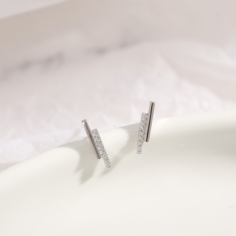 925纯银一字耳钉女少女心ins耳环超仙小巧精致简约银耳钉