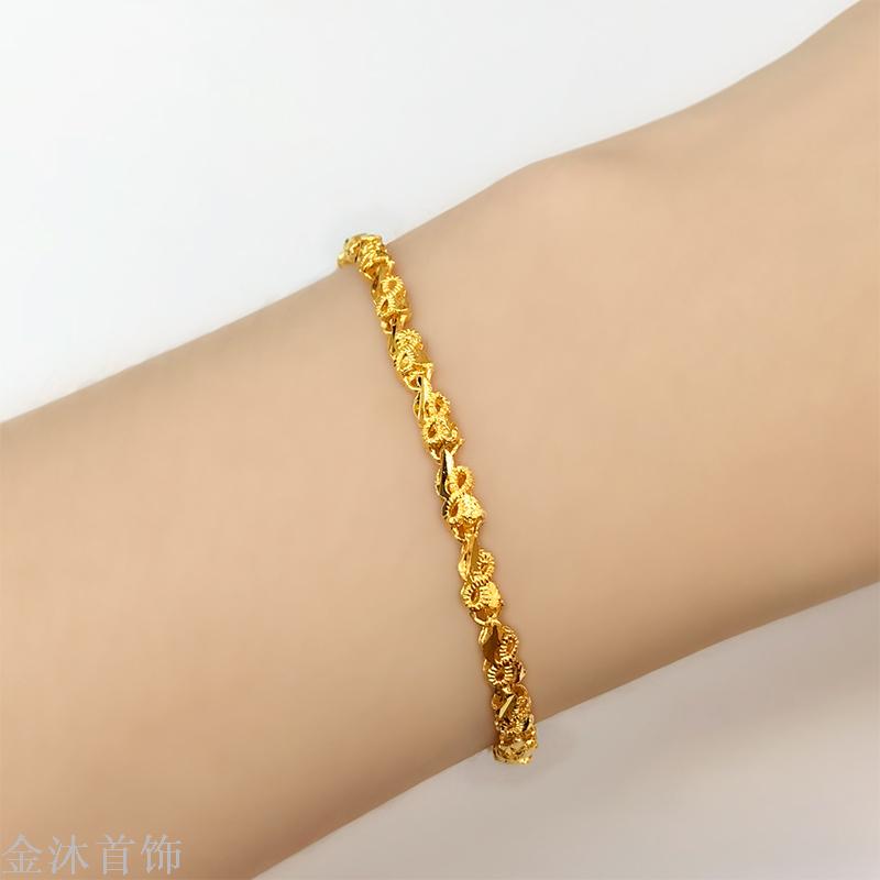 越南沙金镀金手链女仿黄金色999饰品真假欧币金送礼情侣批发厂家