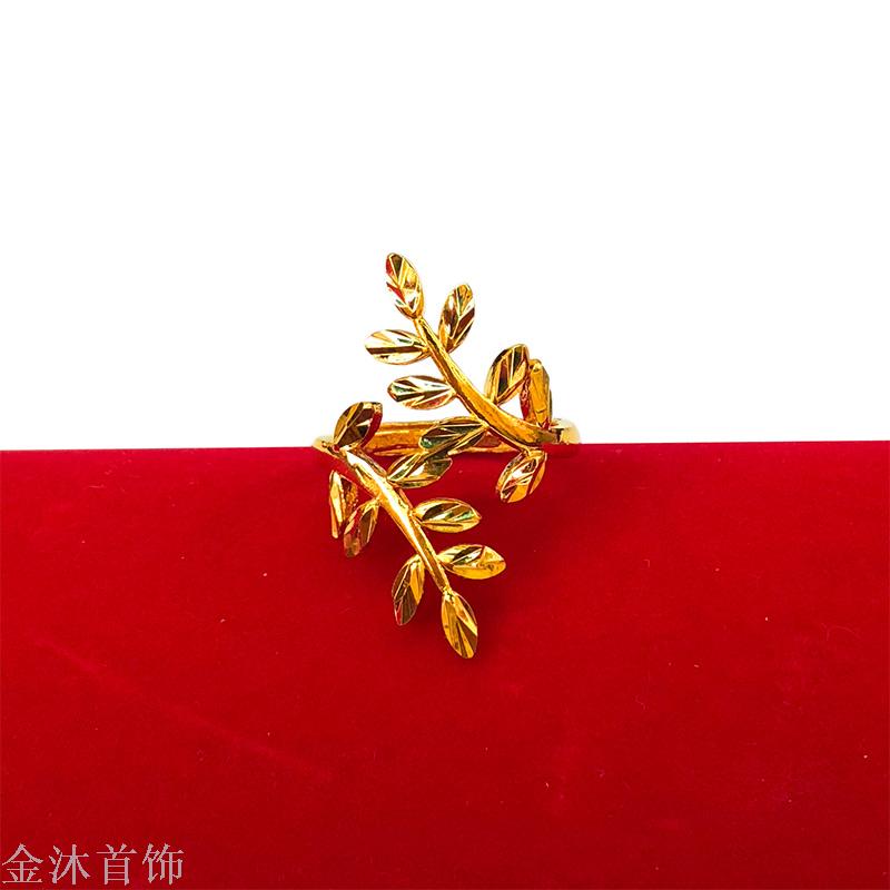 仿黄金戒指女开口镀真金越南沙金批发婚庆对戒可调节长款夸张戒子