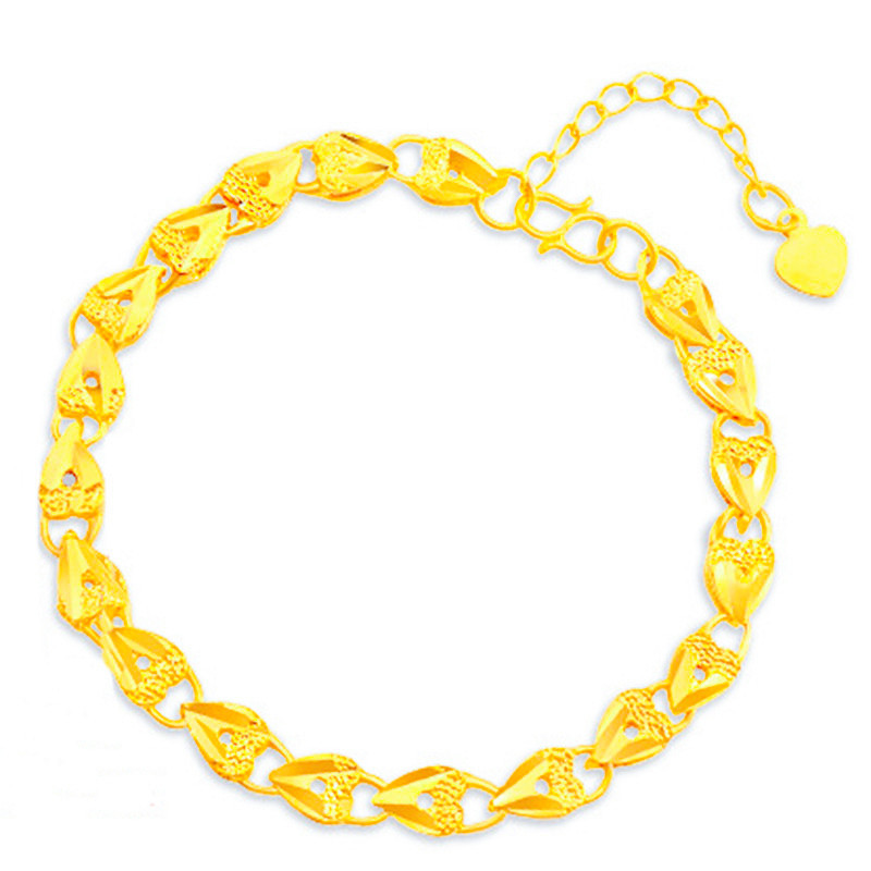 跨境爆款越南沙金正桃心倒模手链  韩国气质铜镀真金女士手链批发