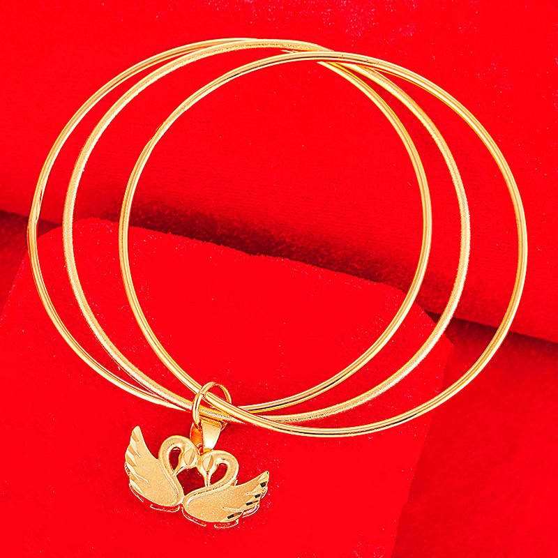 欧币金三生三世天鹅手镯黄铜镀金KT猫小貔貅越南沙金仿金女士饰品