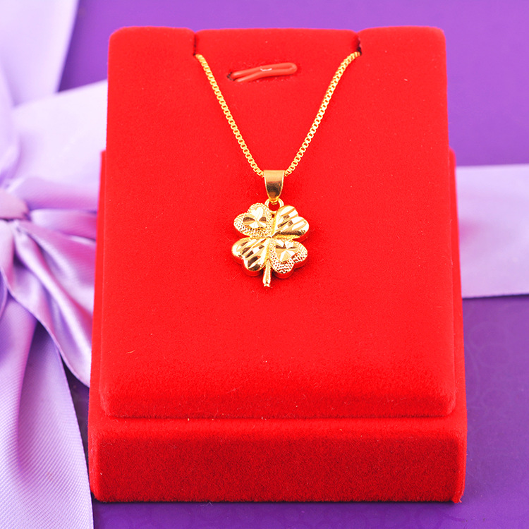 抖音爆款越南沙金草莓四叶草苹果吊坠女个性时尚流行铜镀真金吊坠