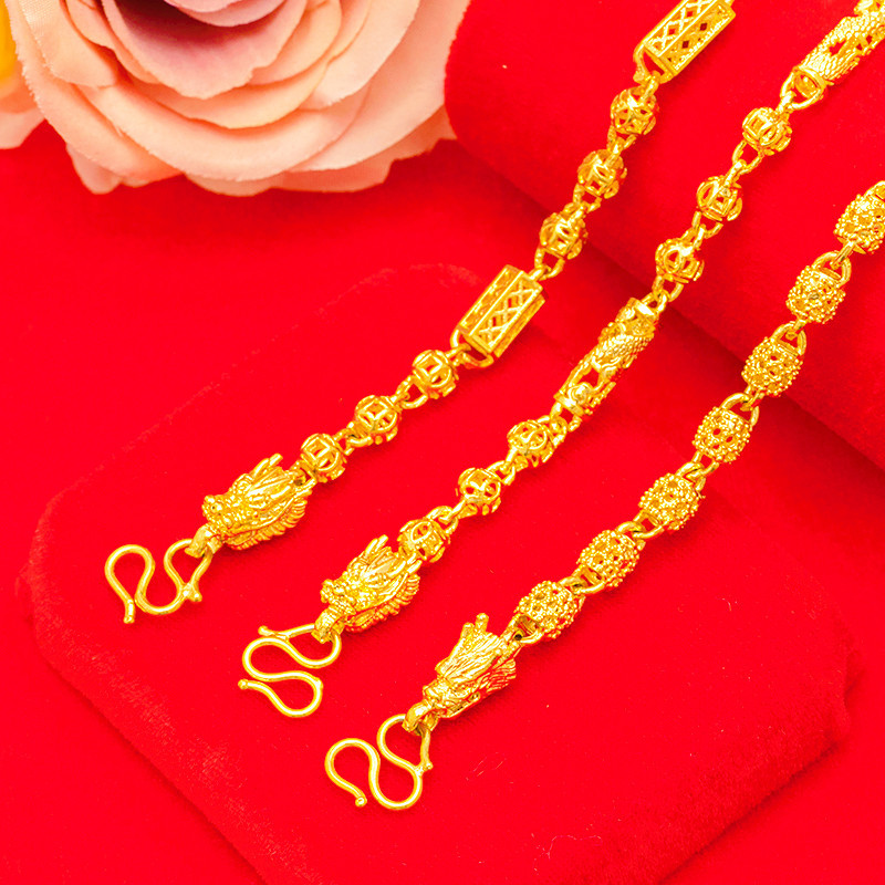 耳之恋镀24K 龙头项链镂空 龙链仿黄金沙金项链 越南沙金饰品批发