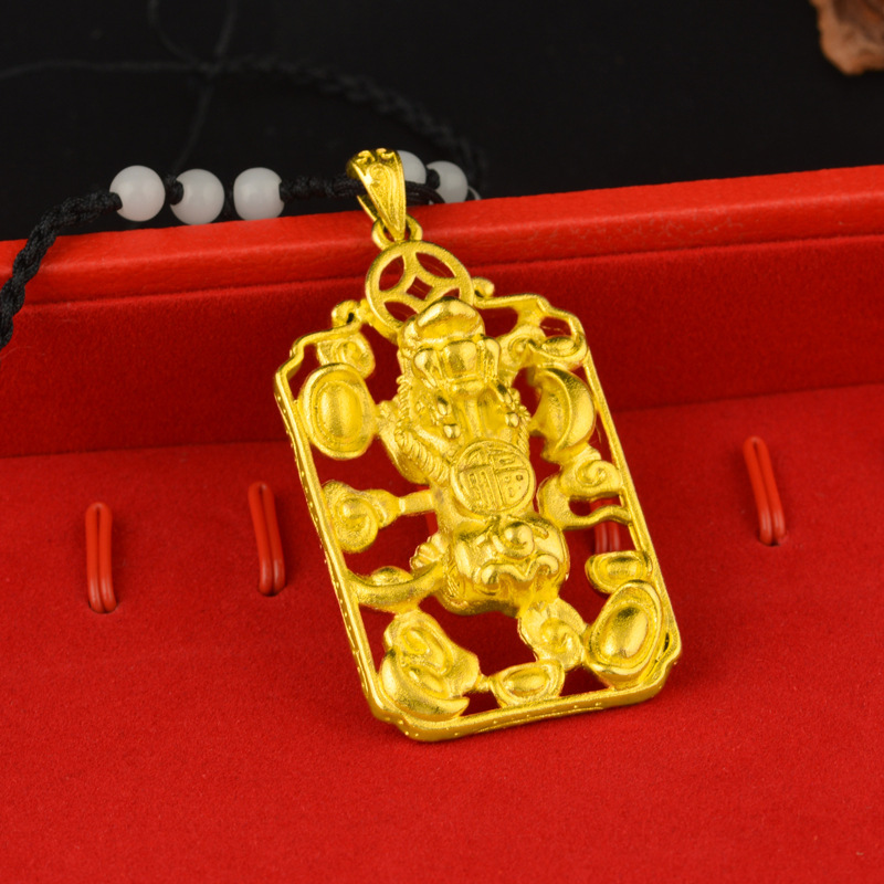 金店1:1同款招财金元宝貔貅吊坠越南沙金实心磨砂999貔貅吊牌批发