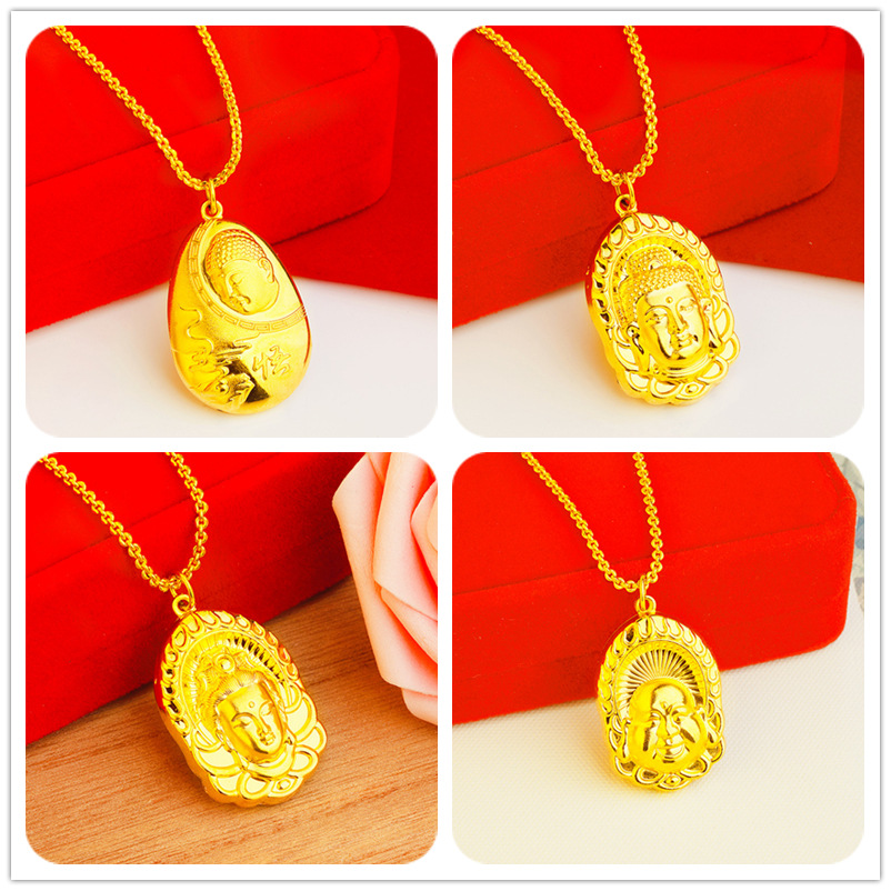 越南沙金大号3d空心观音菩萨吊坠 欧币金火烧金 镀真金佛吊牌批发