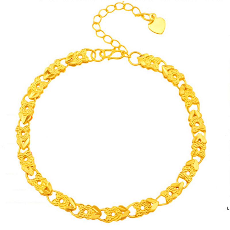 厂家直销 越南沙金倒模梅花手链女 韩国气质高保色黄铜镀真金手链