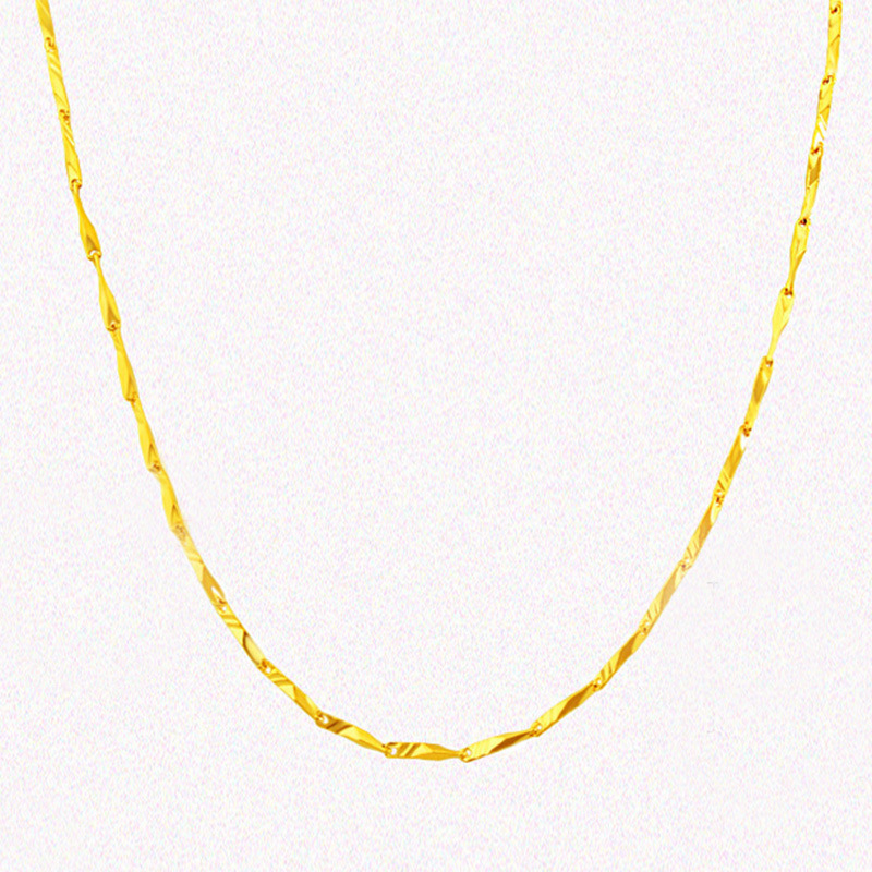 1.2mm女士车花瓜子链沙金黄铜镀真金细链条 复古新娘项链配饰批发