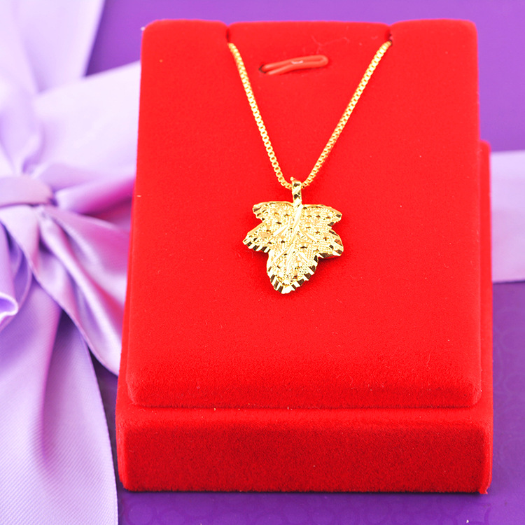 厂家批发黄铜镀金树叶吊坠欧币饰品越南沙金仿黄金首饰品金枝玉叶