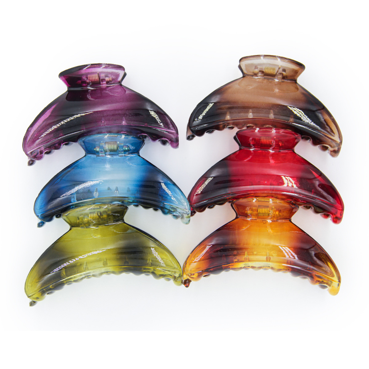 QIUER半月湾形PC不断塑料树脂发抓夹头饰品洗澡马尾盘发彩色发卡