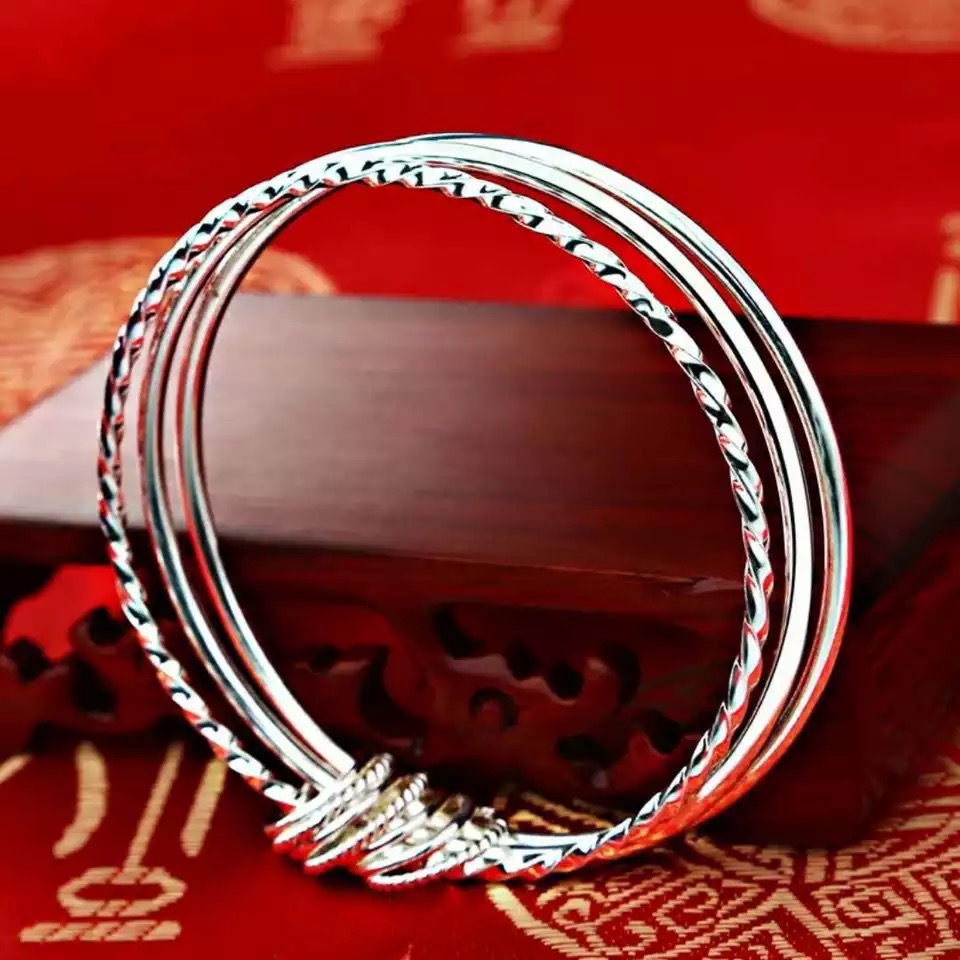 网红爆款三环 手镯女款 六环 手环时尚银饰品 银礼品批发首饰批发