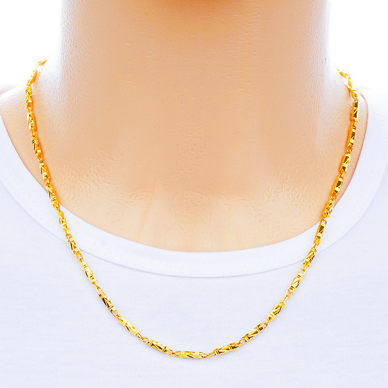 微商爆款越南沙金3mm实心短六角项链男女 久不掉色铜镀金量大从优