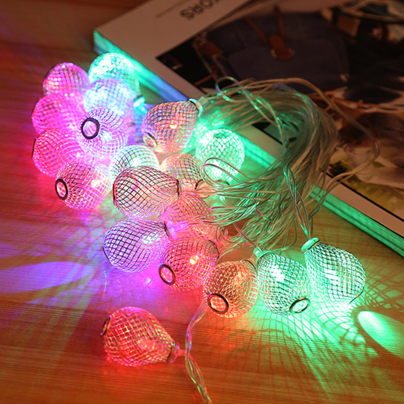 爆款铁艺圆球少女心房间装饰LED彩灯串摩洛哥球电池灯一件代发