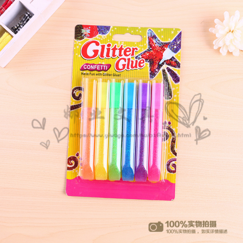 6 Colors Glitter Glue Children Craft Class DIY Greeting Card Making Gift Embellishment Decorative Card Colored Plastic