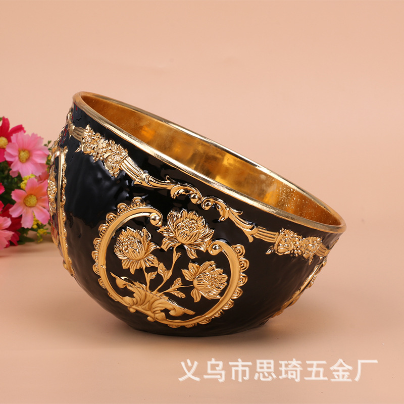 高档欧式镀银白胶桌面垃圾桶摆件 酒店KTV酒吧家居合金用品斜口碗