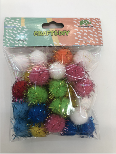Colored Glitter Pompons Wool Ball Gold Silk Hair Ball Kindergarten Handmade DIY Material Decoration Accessories