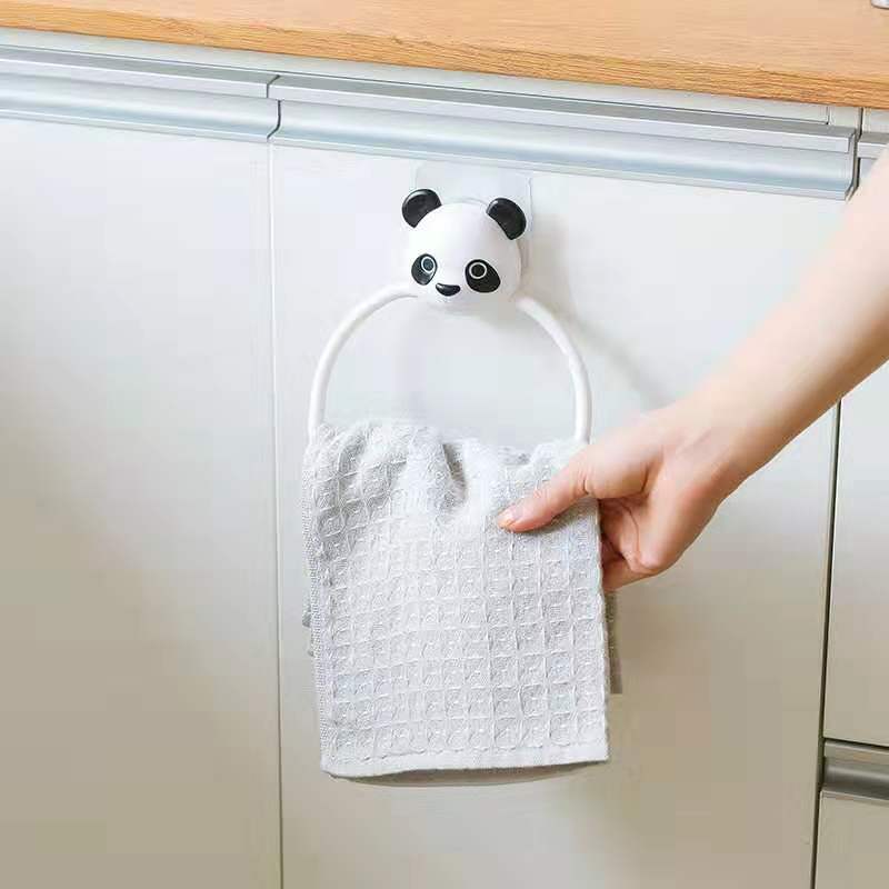 Cute cartoon towel rack, creative kitchen wall-mounted hand towel and rag rack, bathroom no-hole, traceless towel ring pic 5