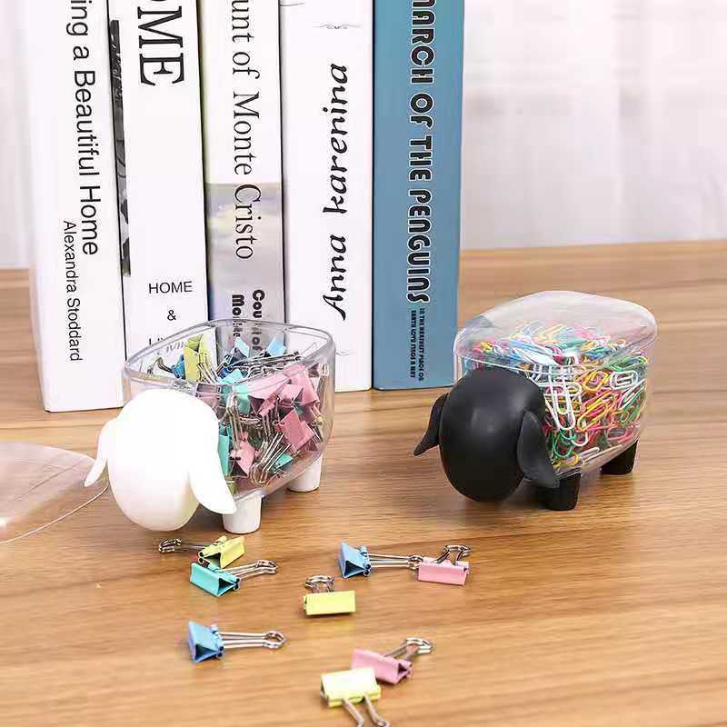 Creative little sheep storage jar, plastic desktop storage box, toothpick and cotton swab box pic 1