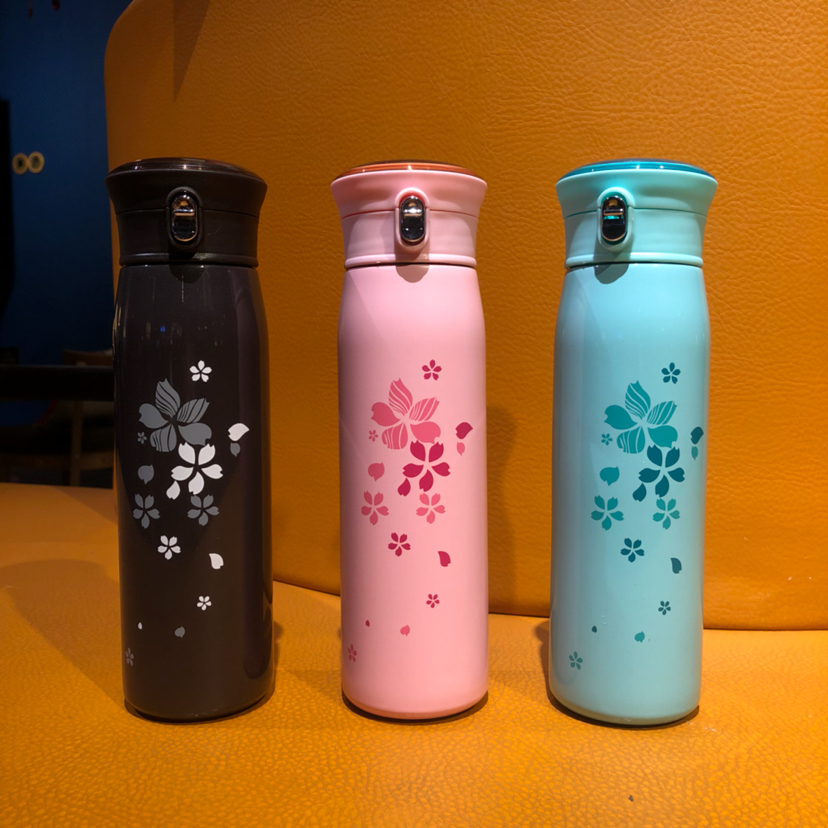 500ml保温杯樱花杯304不锈钢保温杯女士水杯