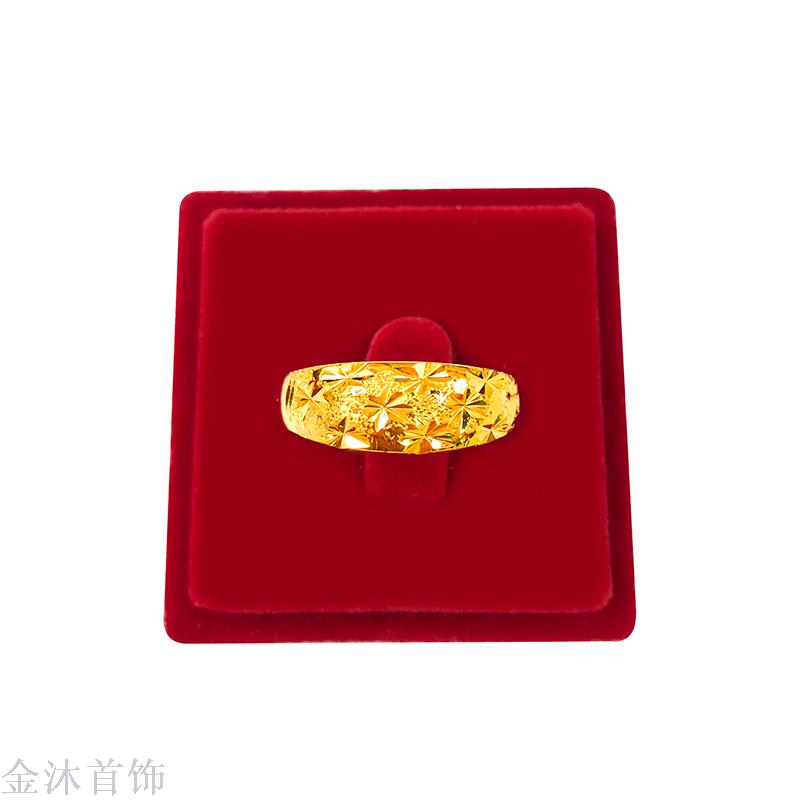 仿黄金戒指女开口越南沙金批发镀真金24K婚庆戒子可调节婚庆对戒