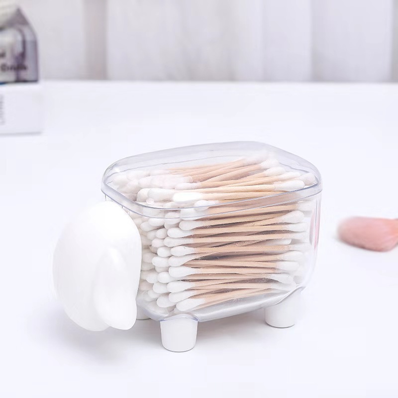 Creative little sheep storage jar, plastic desktop storage box, toothpick and cotton swab box pic 2