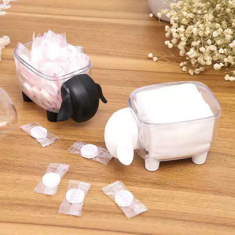Creative little sheep storage jar, plastic desktop storage box, toothpick and cotton swab box pic 5