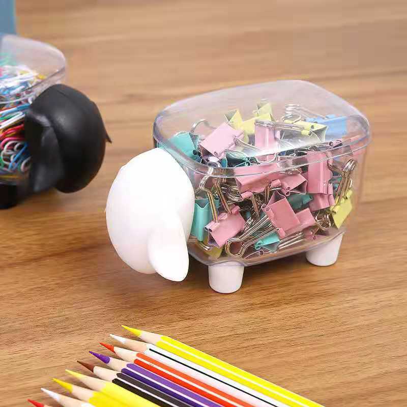 Creative little sheep storage jar, plastic desktop storage box, toothpick and cotton swab box pic 4