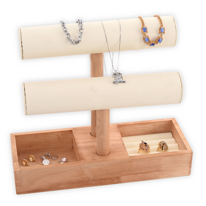 新款横摆圆柱双层首饰架展示手镯摆放架 戒指手环托盘多功能展架