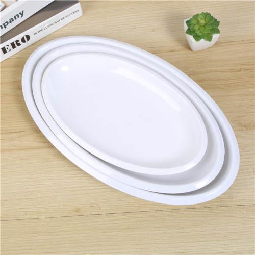 melamine tableware imitation porcelain fish dish pure white household fish steaming plate dish special-shaped plate dish hotel tableware supplies