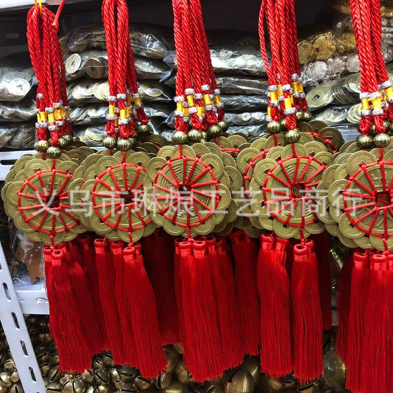 厂家供应合金14帝梅花铜钱挂件出入平安八卦挂件 铜钱工艺摆件