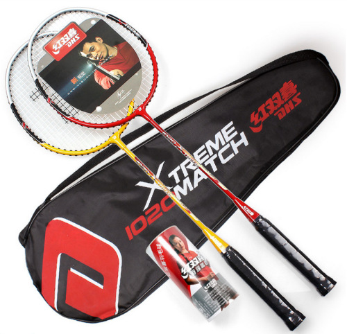Authentic Dhs Red Double Happiness Badminton Racket 1020 1021 1022 Aluminum Alloy a Pair of Racket for Beginners 