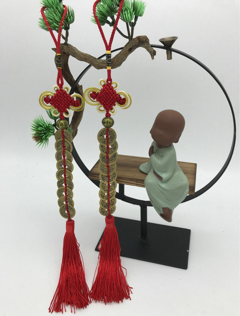 中国结汽车挂件铜钱9帝串 批发供应9帝铜钱汽车挂件