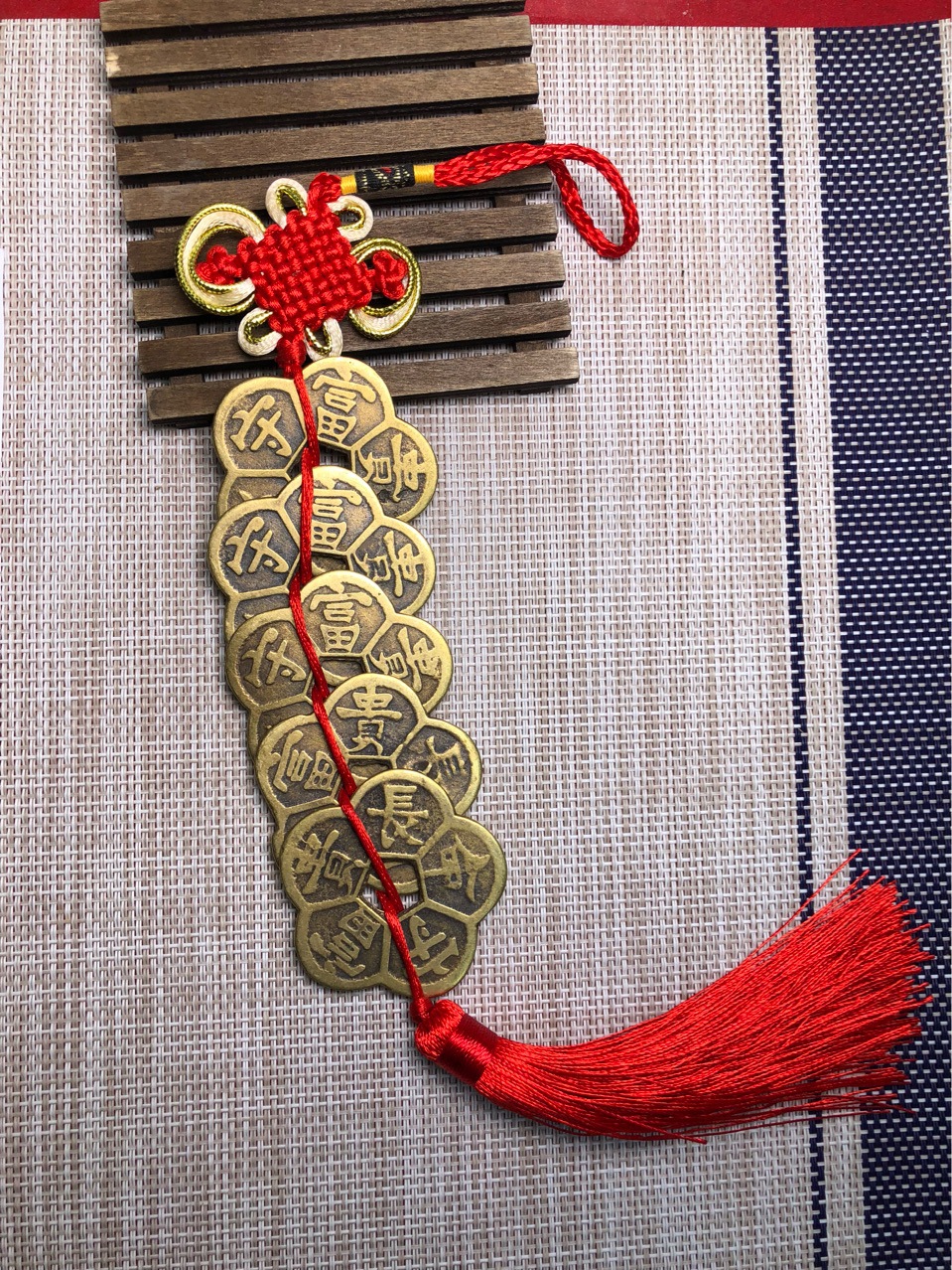 五个长命守富贵梅花挂件 汽车挂件小礼物 黄铜梅花十帝钱