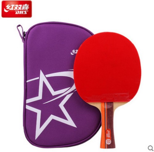 Authentic DHS RED DOUBLE HAPPINESS One Star Table Tennis Rackets 1002 1006 Beginner Inverted Rubber on Both Sides Horizontal Shot Direct Shot
