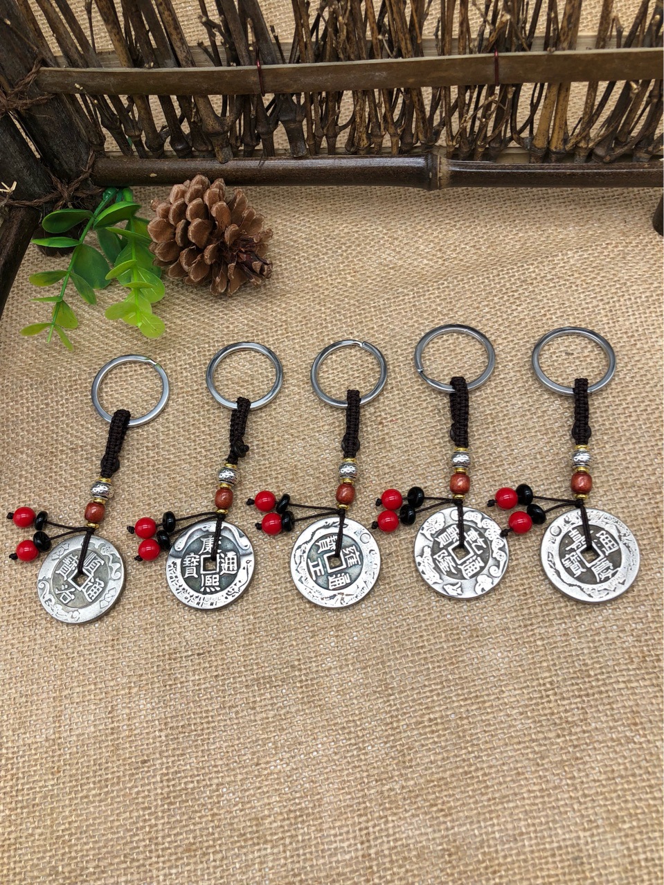 3.2厘米铜钱五帝铜钱钥匙扣 厂家专业供应五帝铜钱钥匙扣