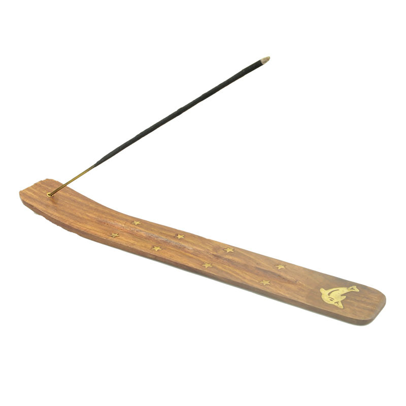 芸亭工艺印度实木香板抛光线香插手工镶铜黄檀菩提香座香托具批发