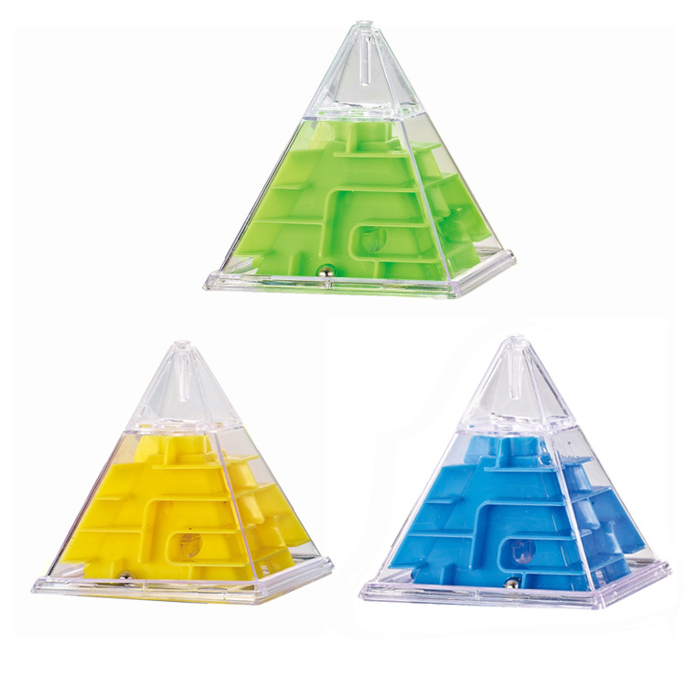 新款儿童实色金字塔迷宫游戏 3D立体智力迷宫球减压魔方玩具赠品