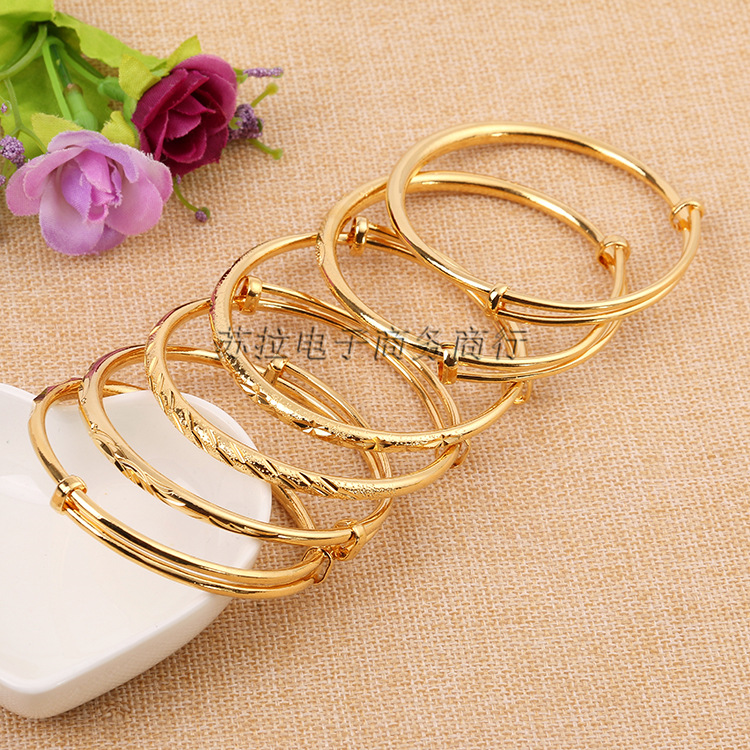 现货时尚爆款饰品铜镀金推拉式手镯多款式可选不褪色手环厂家批发
