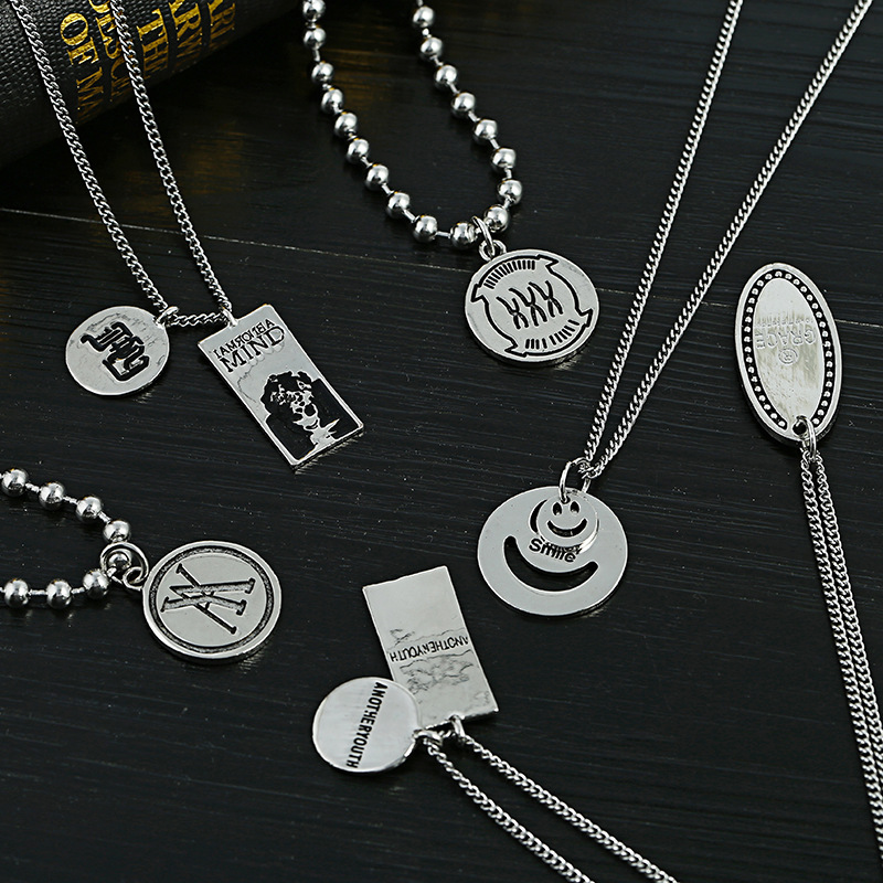 2019新款欧美潮人个性笑脸不锈钢嘻哈项链 嘻哈项链饰品 一件代发