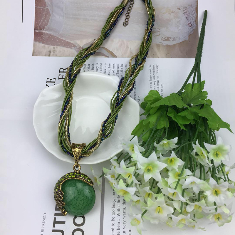 2019秋冬新款毛衣链 波西米亚民族风圆形镂空锁骨链复古项链饰品