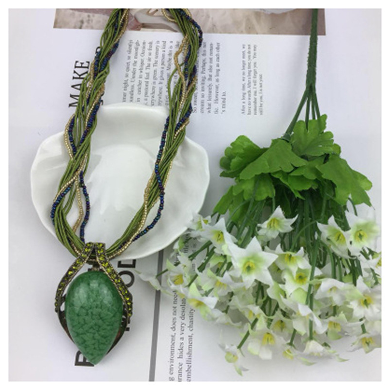 跨境货源波西米亚民族风圆形镂空锁骨链复古项链饰品女多色混批