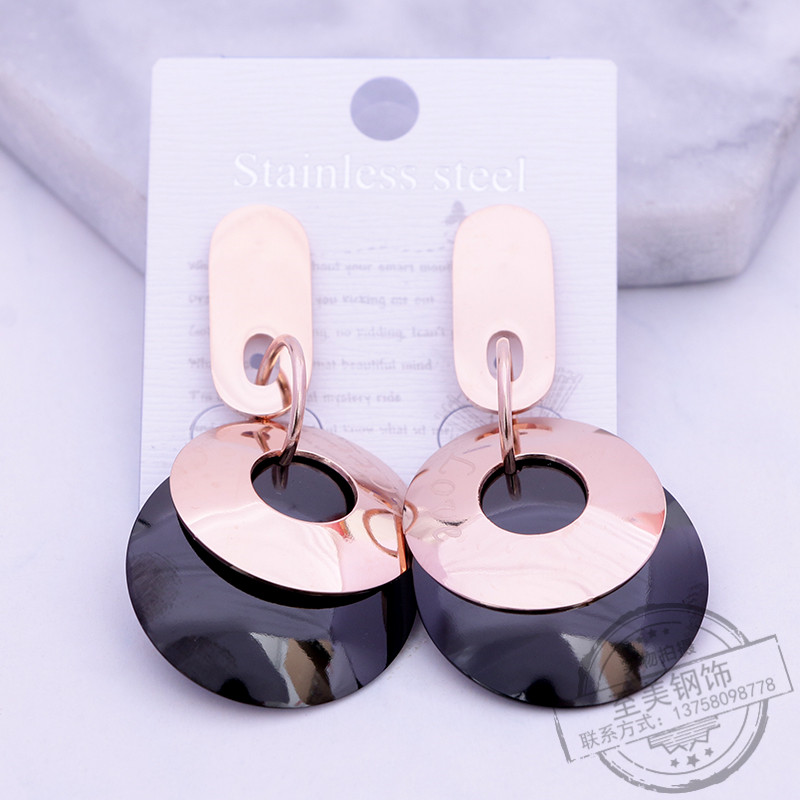 韩国网红气质耳环个性简约几何圆环大耳钉钛钢饰品耳坠