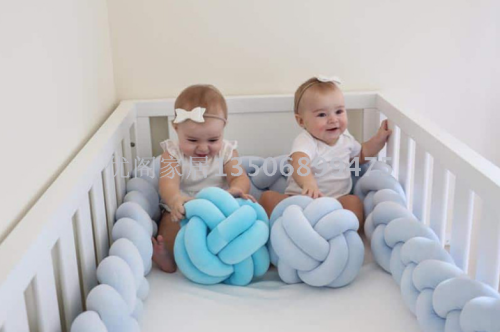 ins nordic children‘s room decoration knotted ball pillow long crib anti-collision twist bed circumference