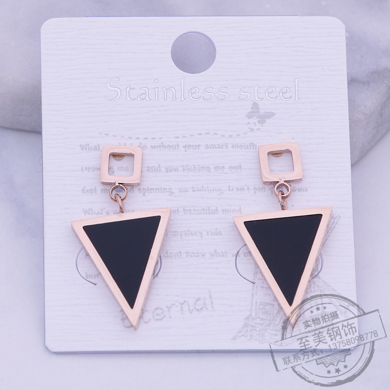小清新精致小耳钉韩国气质简约复古个性气质百搭黑色耳坠几何耳环