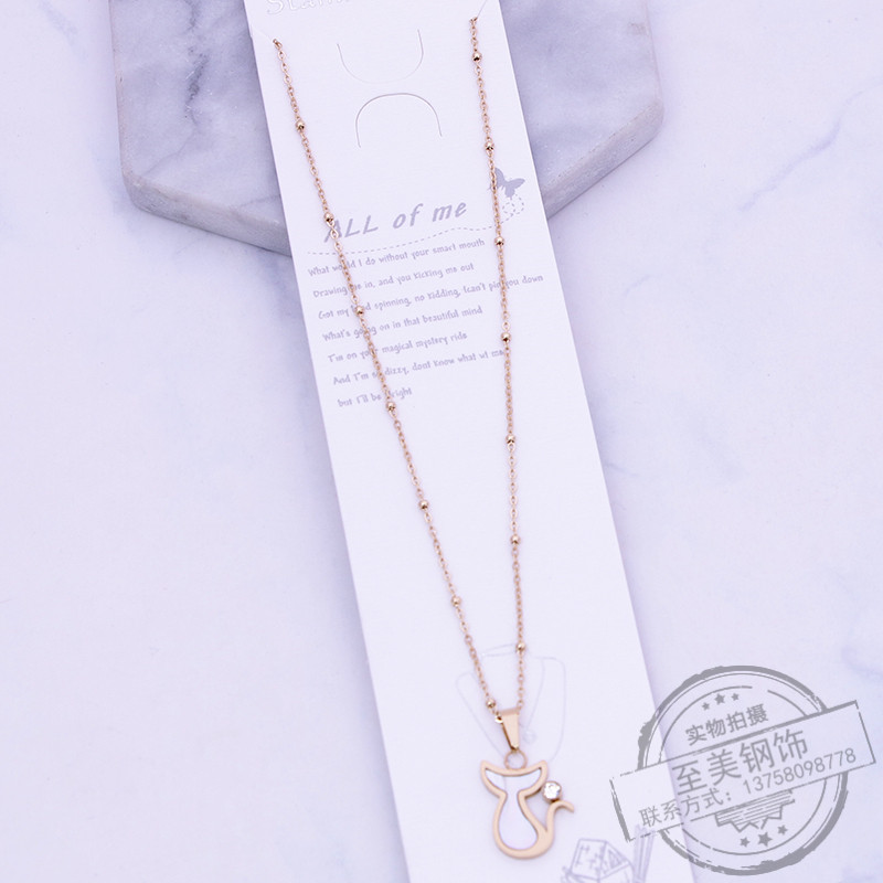 学生项链女韩版简约学生森系清新可爱小猫卡通吊坠项链女挂件