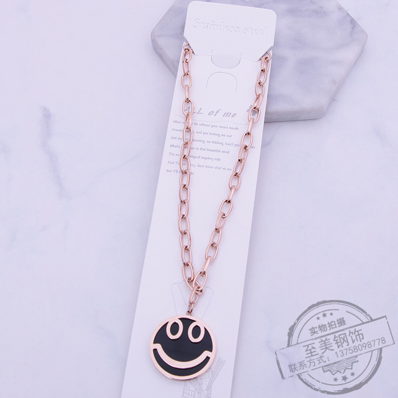 韩版网红ins笑脸项链女小清新锁骨链脖链简约钛钢脖子配饰品