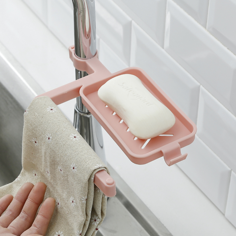 厨房水龙头置物架 免打孔水槽海绵抹布沥水架塑料收纳架