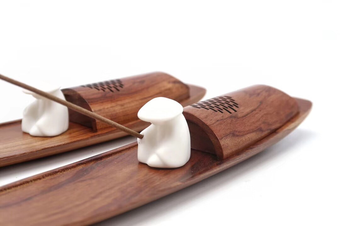 芸亭工艺渔翁垂钓香插酸枝陶瓷装饰家用檀香沉香伴手礼创意新颖