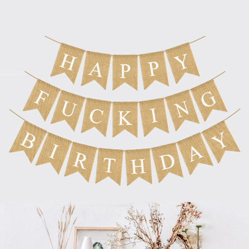 holiday supplies european and american birthday party decoration garland happy fucking birthday linen flag